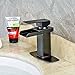 Senlesen Oil Rubbed Bronze Waterfall Spout Bathroom Sink Vessel Vanity Faucets Lavatory Mixer Tap Single Handle with 6 Inch Cover Plate