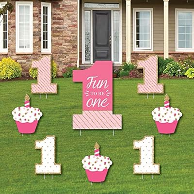 1st Birthday Girl Fun To Be One Yard Sign Outdoor Lawn