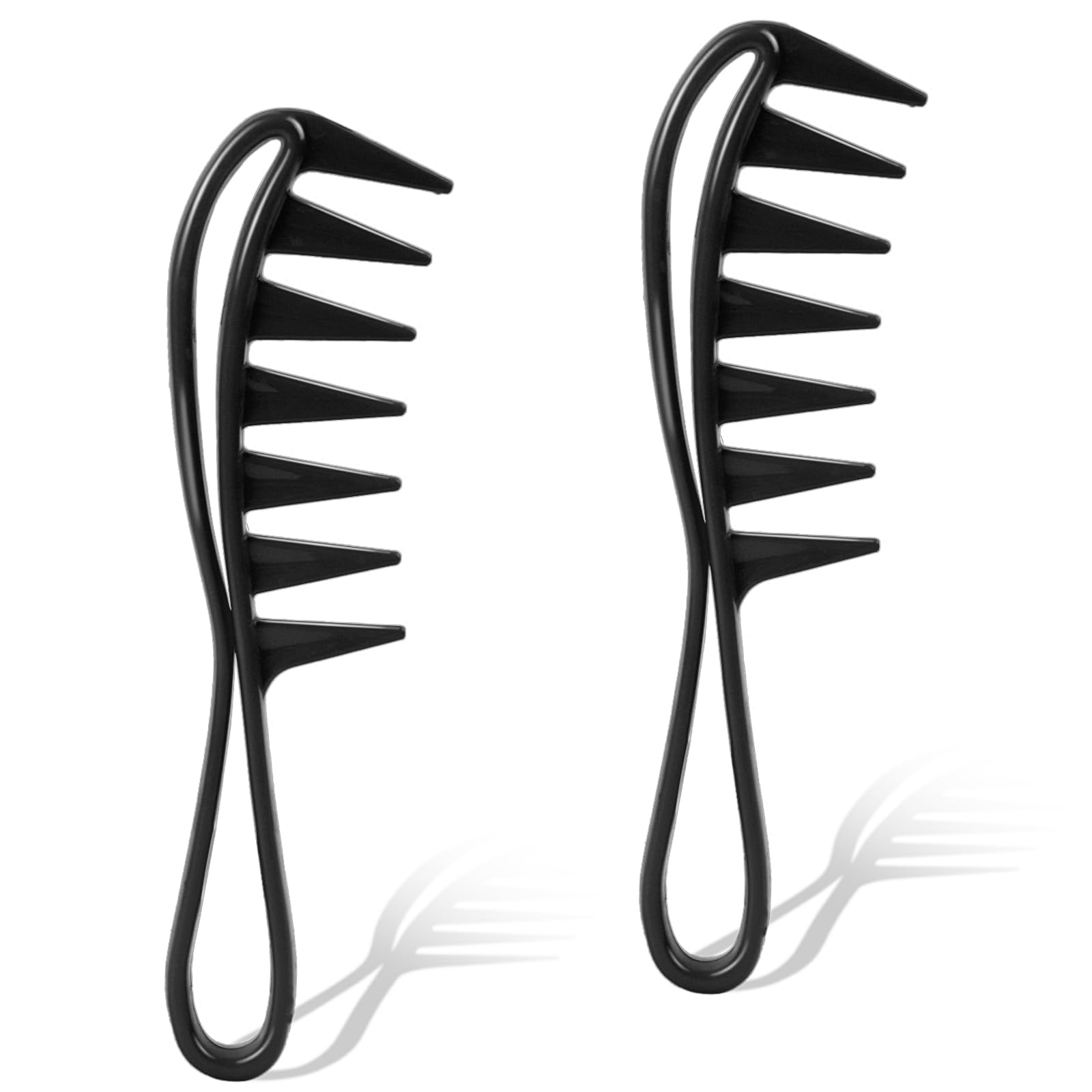 Photo 1 of Wide Tooth and Large Texture Comb with Shark Teeth Design, Durable Plastic Anti-Static Shower Comb for Wet Hair, Waves, Wigs - Professional Hairstyling Tool for Barbers and Salons (1 COUNT 