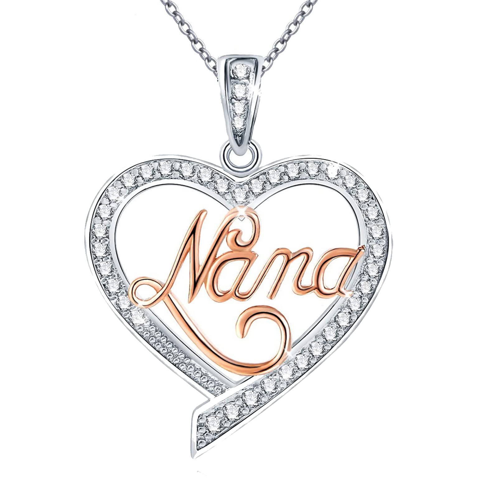 Shuxin Silver Necklace for Women, Silver Necklace Jewellery Gifts for Mum Wife Girlfriend Her, 925 Sterling Silver Love Mama Pendant & 45cm Chain, Gift for Christmas Valentines Birthday Mothers Day