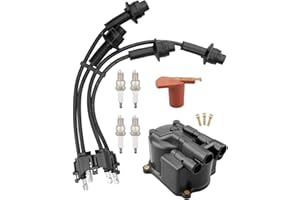 JUQAFY Forklift Tune Up kit Distributor Cap Ignition Rotor Spark Plugs Ignition Wire Set Fits for Toyota Forklift 5FG 6FG 7FG Series with 4Y Engine