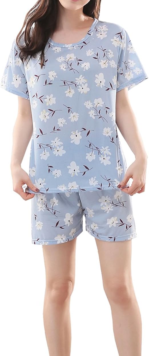 MyFav Big Girls' Florals Printed Sleepwear Pretty Cute Summer Pajamas 8