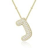 SUFOPE Bubble Letter Necklace for Women Dainty 14K Gold Plated Initial Necklace Chunky Initial Charm Pendant Jewelry Personalized Gifts for Women Trendy