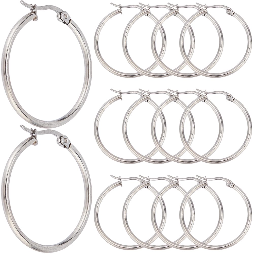SOFPLATE 1 Box 40mm 60pcs Large Hoop Earring Findings Silver Beading Hoops Stainless Steel Dangle Circle Earring Findings Hoop Earrings Open Earring Hoops For Jewellery Making Supplies Diy Craft