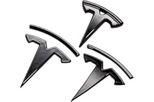 YJMOTOR Fit Model Y Logo Cover,Front Trunk,Rear Trunk Logo Cover Sticker,3D ABS Style Sticker Interior Trims Badge Decals 3Pcs-Set for Tesla Model Y Accessories Emblem(Glossy Black)