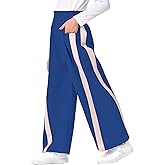 Hvididan Girls Striped Side Fashion Baggy Track Pants Y2K Wide Leg Sweatpants Hiking Pants