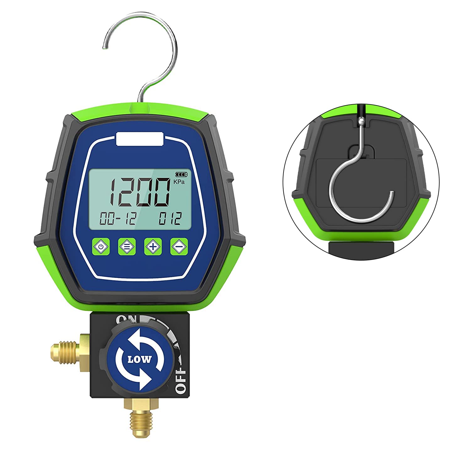 MOTOCOCHE R134a Digital Manifold Gauge Set HVAC for Testing Maintaining Air-Conditioner, Vacuum Pressure Temperature Leakage A/C Refrigeration Tester with Built-in 90 Refrigerants