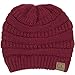BYSUMMER C.C Warm Soft Cable Knit Skull Cap Slouchy Beanie Winter Hat (Burgandy)