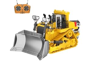 ADTHLIER Remote-Controlled Bulldozer, a 9-Channel Toy Bulldozer, 2.4GHz, with Lights and Sound Effects, is The for Children Aged 6-11 and up