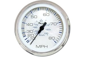 Faria Beede Instruments FARIA BEEDE 33819 Chesapeake Stainless Steel Speedometer (80 MPH) Pitot - 4, White, Black