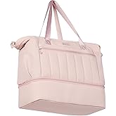 NISHEL Women's 2-in-1 Weekender Duffle Bag, Large Capacity Duffle Bag with Multi-Pocket, Overnight Tote for Travel, Carry On Personal Item, Pink