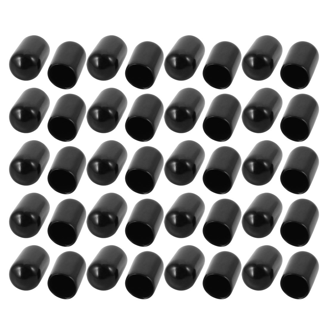 sourcingmap 40Pcs 7mm Inner Dia PVC Flexible Vinyl End Cap Screw Thread Protector Cover Black