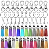 Selizo 100Pcs Key Chain Rings Bulk with Tassel for