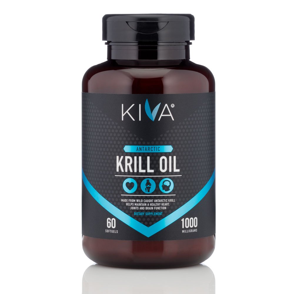 Kiva Antarctic Krill Oil - Sustainably Wild-Caught Krill (60 Softgels) - 1000mg, Rich with Omega-3 Fatty Acids, EPA, DHA and Astaxanthin, No Fishy Aftertaste, 3rd Party Tested, BPA-Free Bottle