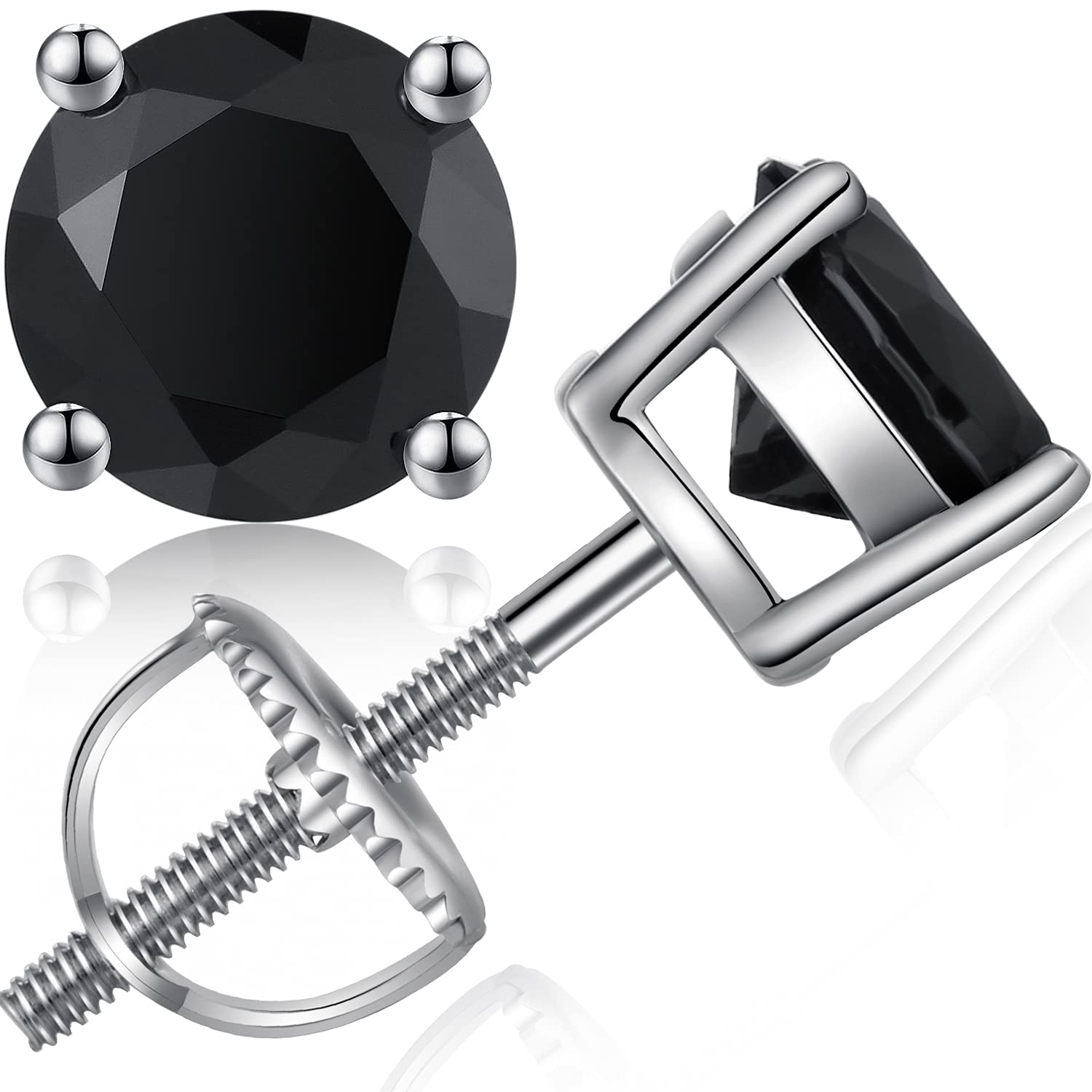 Black Earrings For Men Women Earings Black Diamond Earring For Women s925 Sterling Silver Cubic Zirconia Screw Stud Earrings 7mm