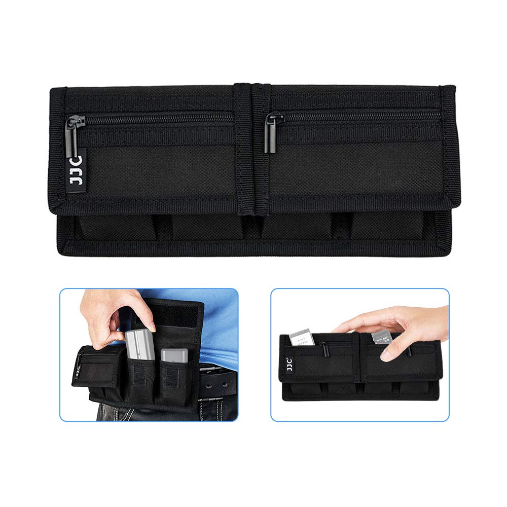 Photo 1 of (6 Pockets) Camera Battery and SD Card Pouch Holder for 18650 x 8, AA, LP-E6N LP-E6NH LP-E17 EN-EL14 EN-EL15 NP-FW50 NP-FZ100 NP-W126S Battery,Suitable for Canon M50 Mark II 5DM4 6DM2 80D Sony A7R IV