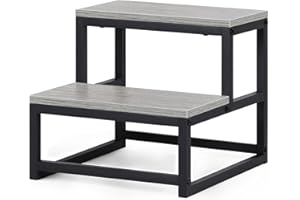 SEHERTIWY Wooden Step Stools for Adults Kids, Grey Kitchen Step Stools Heavy Duty 2 Step Stool, Bed Steps for High Beds for Adults, Foot Stool Hold Up to 500 Lbs