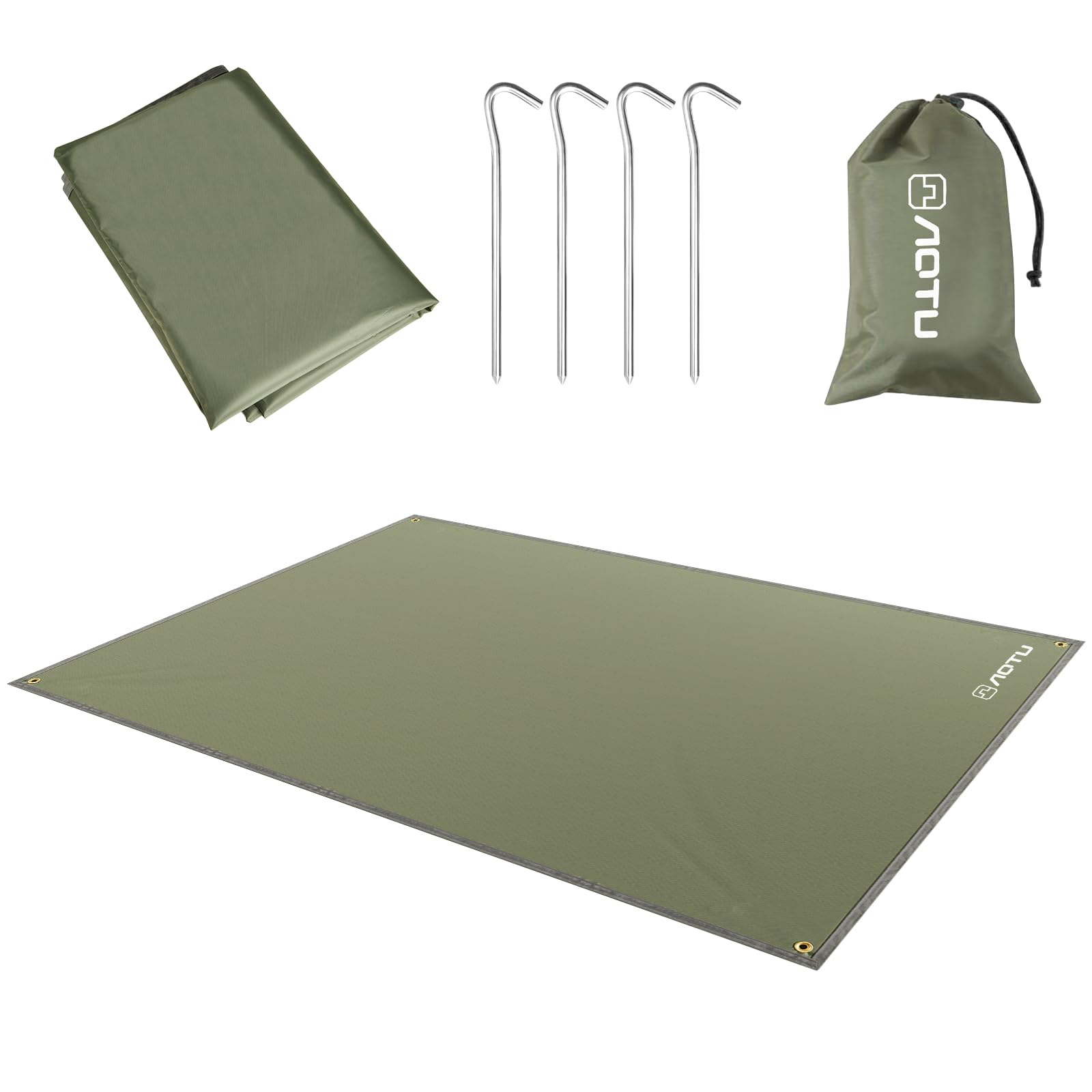 Flintronic 2.2M*1.5M Ultralight Camping Tarp, Lightweight Tarp Shelter for Hammock, Shelter Ground Mat Tent Footprint, Perfect for Backpacking, Hiking, Camping, ArmyGreen