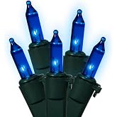 Vickerman 7495422 Blue Mini Christmas Lights with Green Wire, Set of 100