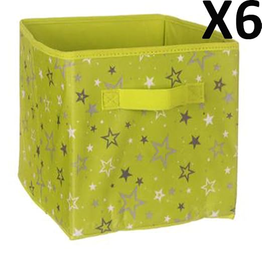 Aufbewahrungskörbe 6 Cube Faltbare Aufbewahrungsbox grün mit Sterne, L