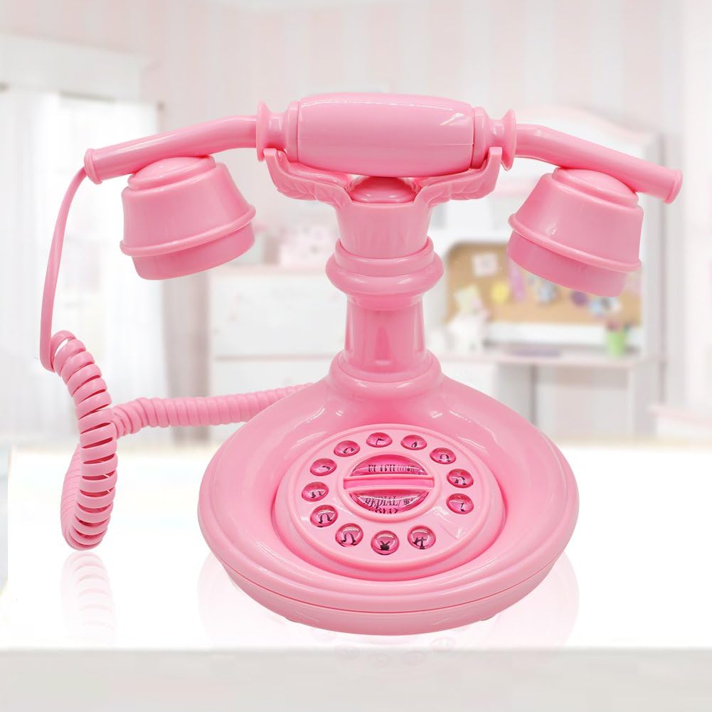 IRISVO Pink Push Button Telephone Kids Functional Corded