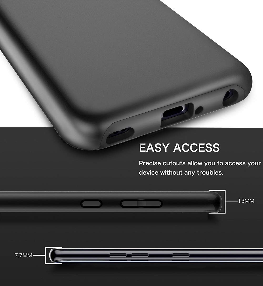 LG V40 ThinQ Case, Androgate [Pearl Series] Hybrid Matte Protective Back Cover Bumper Case LG V40, Black