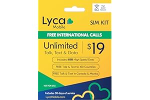 LYCAMOBILE Lyca Mobile USA Prepaid 5G/4G SIM Card | $19 Plan | Unlimited Talk, Text & Data | 5GB High Speed Data (5GB Hotspot) | 30 Days