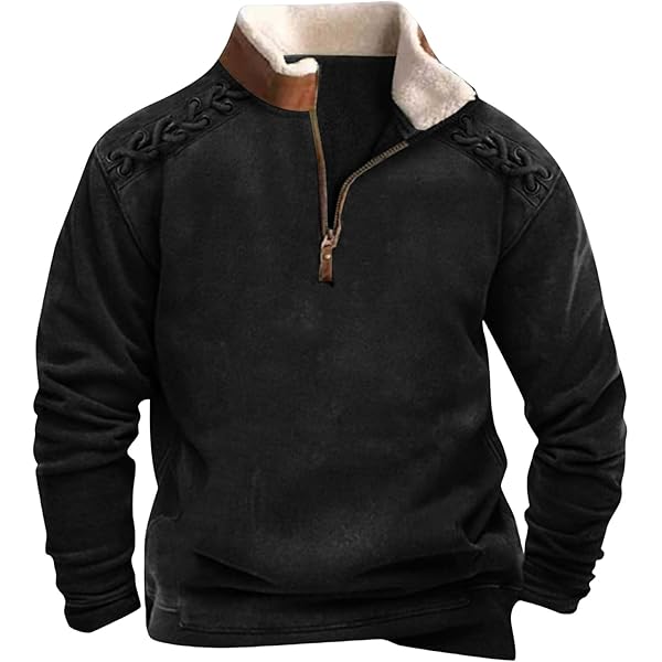 Mens Western Quarter Zip Sweatshirt Spring Fashion 2024 Long
