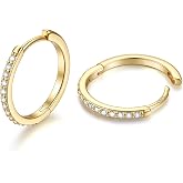 JustBeingCute 925 Sterling Silver Hoop Earrings for Women Huggie Earrings | Hypoallergenic, Cubic Zirconia Hoops, 14K Gold Pl