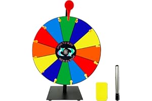 12 Inch Spinning Prize Wheel Heavy Duty Base with 12 Slots Color Tabletop Roulette Spinner of Fortune, with Eraser for Carniv