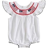 GLIGLITTR Baby Girls 4th of July Onesie Romper American Flag Jumpsuit Infant Bodysuit Independence Day Patriotic Outfits