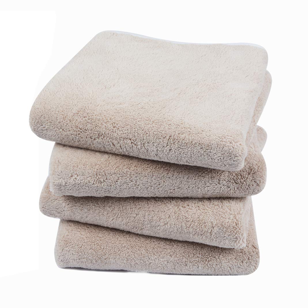 KinHwa Microfibre Hand Towels for Bathroom Super Soft Absorbent Bathroom Towels 40x76 Cm Luxury Thick Quick Dry Bath Towel 4 Pack Light-Brown
