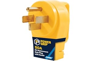 Camco Power Grip 50 Amp Replacement Plug - Head Attaches to Existing RV Extension Cord - Features 50 Amp RV Plug (NEMA 14-50P) with Ergonomic Designed Handle - Rated 125-250V/12,500W (55255)