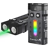 FandyFire 1100 Lumen Small EDC Keychain Flashlight with Green Beam - Rechargeable RGB LED Clip on Flashlight, Multi-Functional and Magnetic Tail Suitable for Outdoor Emergency Gear
