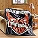 Collections Etc Harley Davidson Motorcycle Fleece Throw Blanket Standard