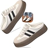 Backless Tennis Shoes for Women Wide Mule Sneakers Slip on Platform Canvas Mules Non Chunky Thick Sole Lace Up Breathable Mesh Casual Walking Slides Lightweight Round Toe Girl