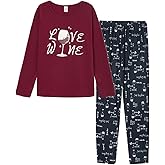 HONG HUI Women Pajamas Set Soft Christmas Pjs Holiday Loungewear Set Long Sleeve Top With Pants,S-3XL