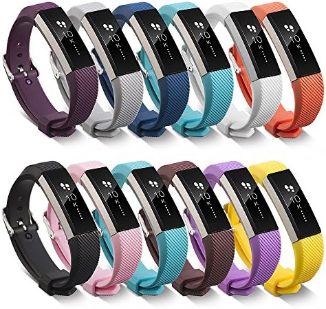 AbcPow Fitbit Alta Band, Silicone Replacement Band for Fitbit Alta HR and Alta Band With Metal Clasp (Classic) (A 12pack)