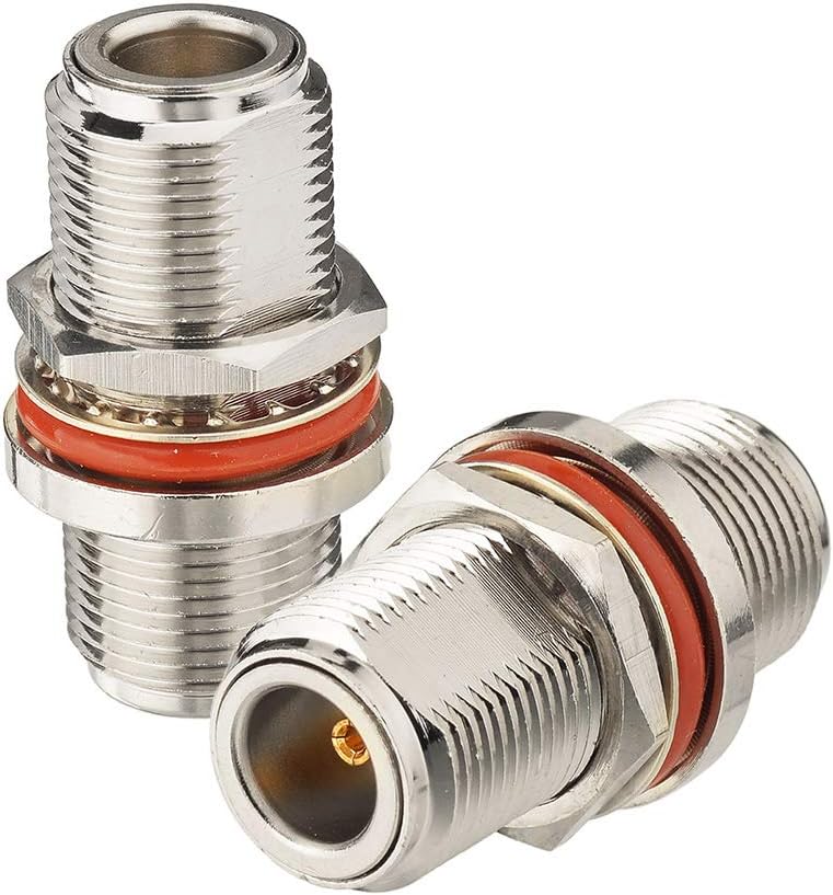 Bingfu N Female to N Female Adapter Bulkhead Mount 50 Ohm Copper Coaxial Connector Adapter (2-Pack) Compatible with 4G LTE Cellular Router Gateway Ham Radio Amateur Radio