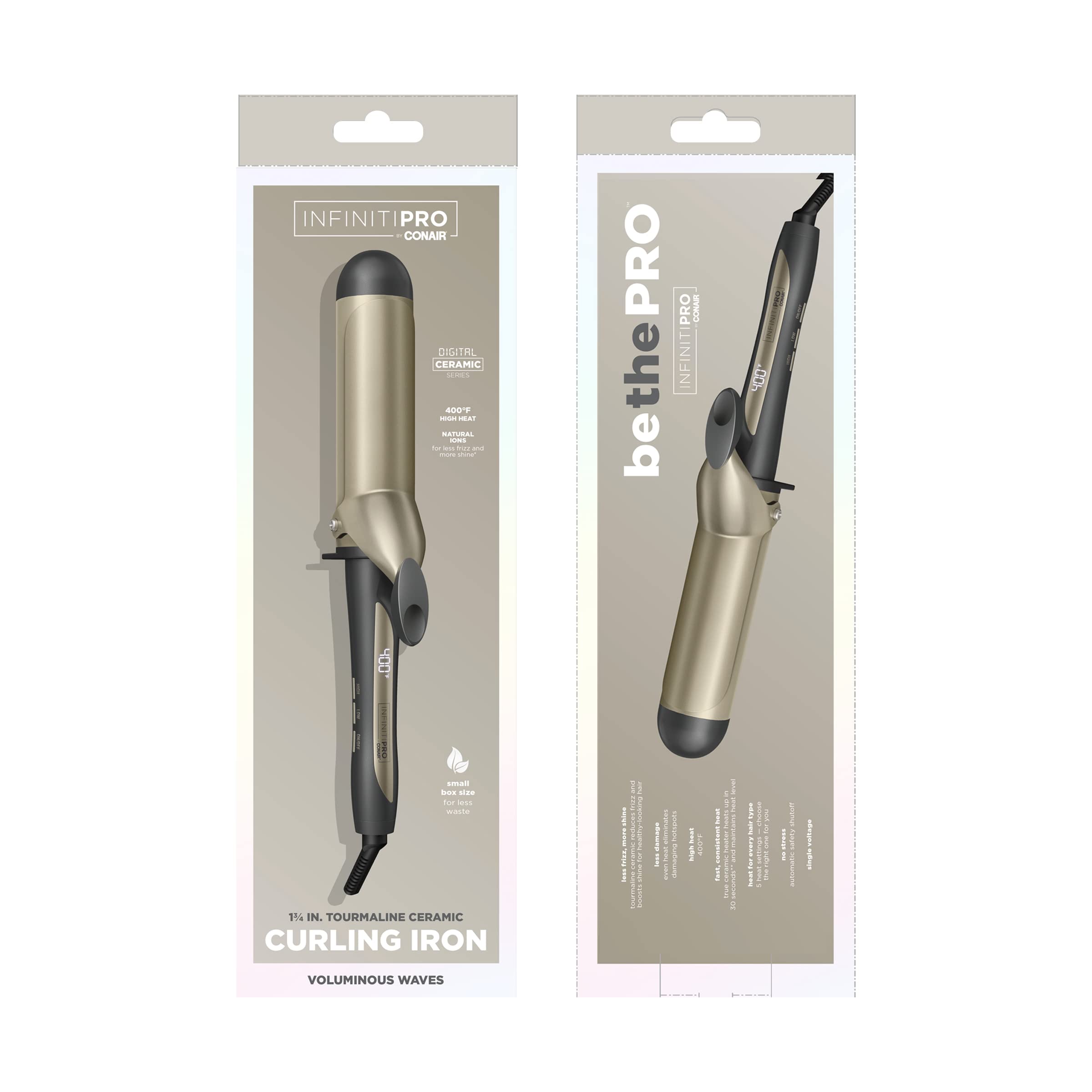 INFINITIPRO BY CONAIR 1 3/4-inch Curling Iron, 1 3/4 inch barrel produces voluminous curls – for use on medium and long hair, CD1009