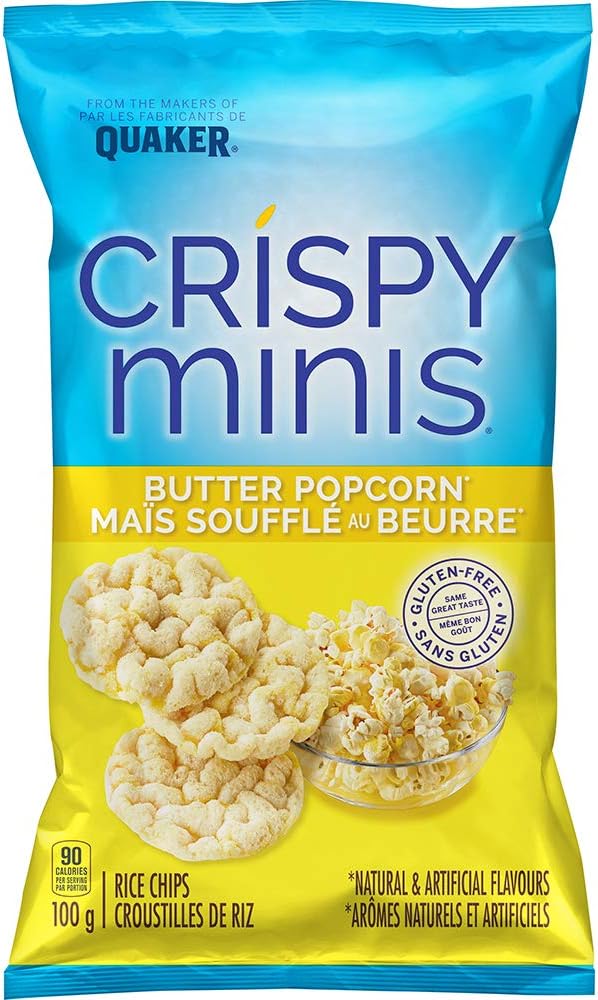 QUAKER CRISPY MINIS GlutenFree Butter Popcorn Flavour Rice Chips, 100