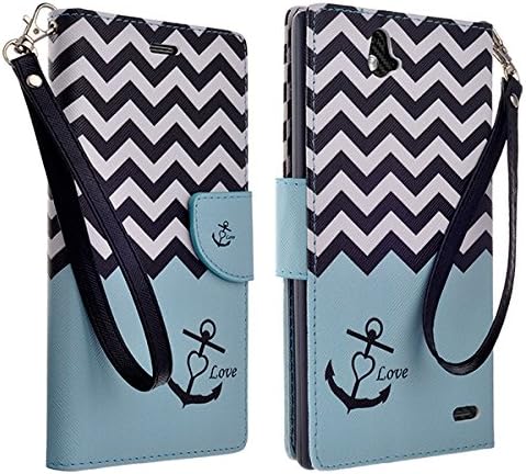 ZTE Grand XMax+ /Grand XMax / Z787 Case - Galaxy Wireless Slim Leather Flip Cover Case for ZTE Grand XMax (Cricket) (TEAL ANCHOR)