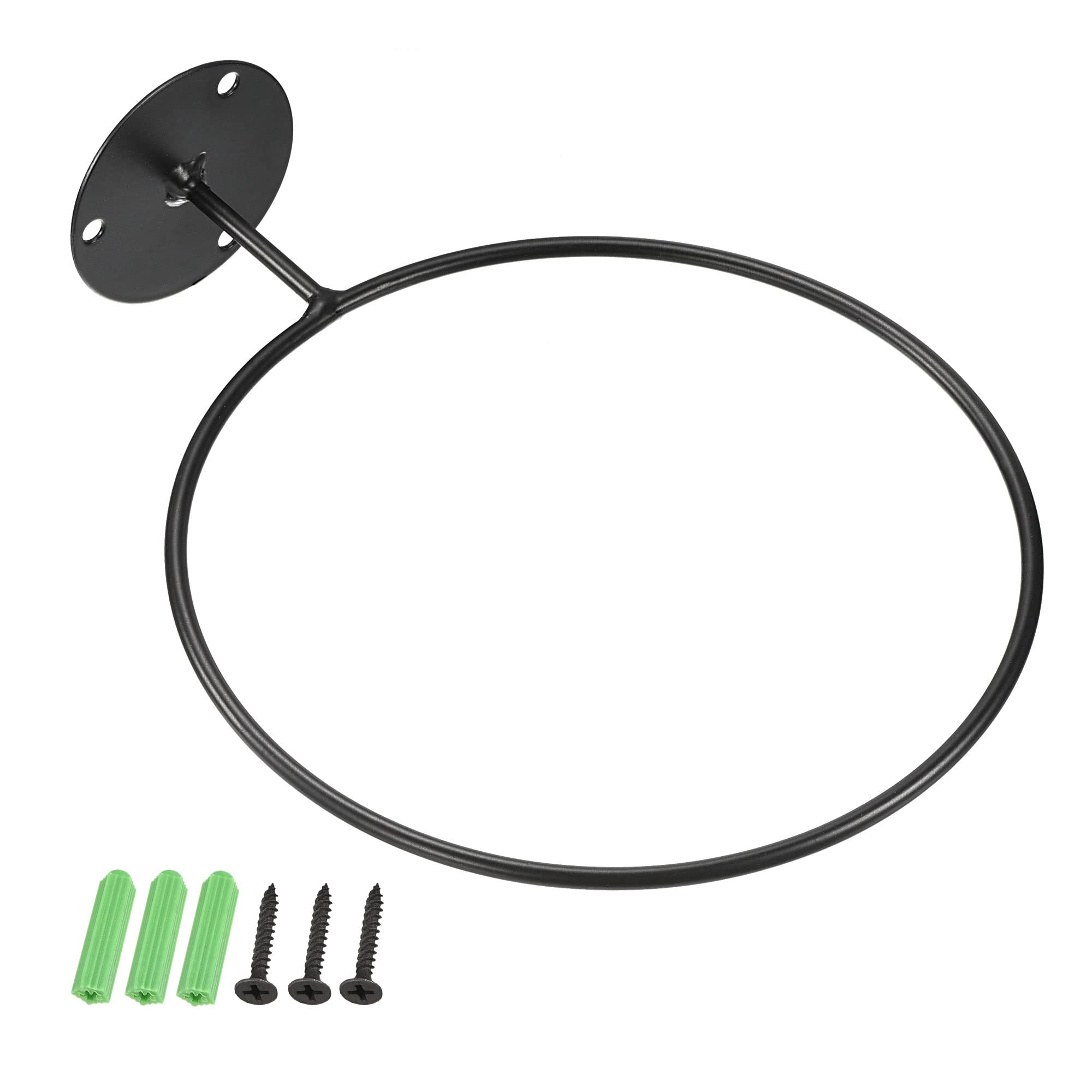 PATIKIL 7.25 Inch Flower Pot Holder, 3 Pack Ring Wall Mounted Plant Stand Rack for Home Indoor Outdoor, Black