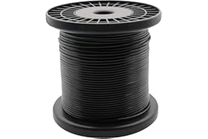 NITOO Stainless Steel 304 Black Wire Rope, Vinyl Coated, 7x7 Strand Core, Wire Rope OD is 1/16"，Coated OD is 1/8"， 100'ft，328'ft Length, 480 lbs Breaking Strength