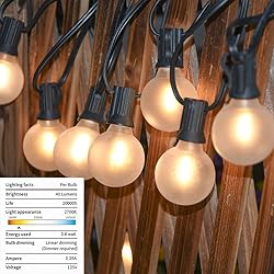 Outdoor LED String Lights, 50Ft G40 Outdoor Patio
