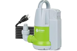 G GREEN EXPERT Green Expert 1/4HP Submersible Sump Pump Built-in Float Switch Manual Automatic Flow 2000GPH 25-Foot Power Cord for Easy Water Removal Portable Utility Pump for Pool backyard Flooded Basement draining