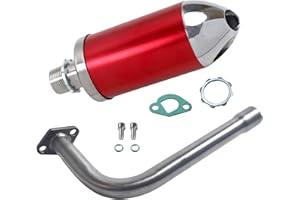 LZEVIAERI Exhaust Muffler Kit Silver For Coleman Powersports CT200U BT200X KT196 MB200,For Honda GX160 GX200，For Predator 212cc 196cc/6.5HP Gas Mini Bike Go Kart Performance Parts Red