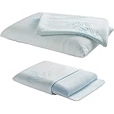 ATTABABY Toddler Pillow, Adjustable Memory Foam Pillow for Toddler 2 Years & Above, Two Washable No Zipper Pillowcase Included, 13” x 18” Mini Size for Kid Sleeping, Napping or Traveling, Blue