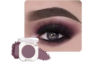HHLTOH Dark Plum Taupe Single Matte Eyeshadow Makeup, Neutral Powde Eye Shadow for Older Women, Dark Violet Matte Singles Eyeshadow Palette Pigmented Waterproof, Girls Monochrome Vegan Eyeshadows Gift