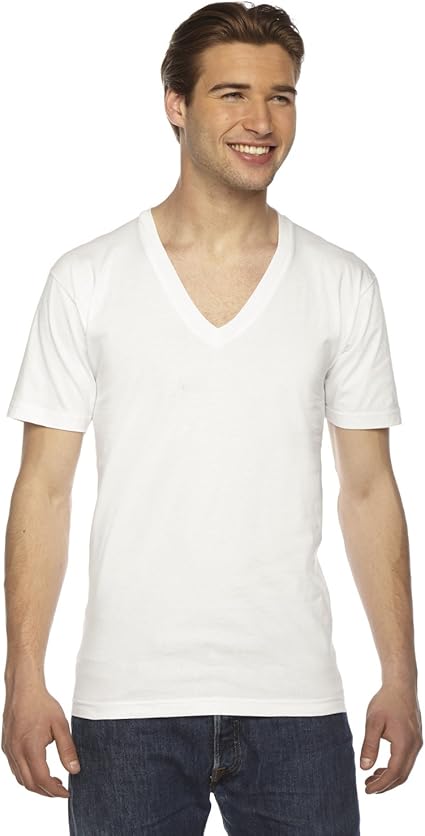アメリカンアパレルメンズfine Jersey Short Sleeve V Neck White Tシャツ カットソー 通販 Amazon